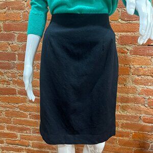 Jones New York Pencil Skirt Sz 12 Black 100% Wool Lined Knee Length 30" waist